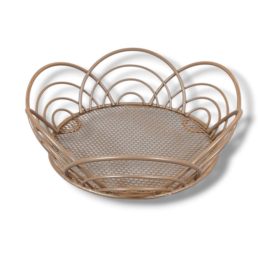 Pier 1 Imports Ardola Tray Gold Metal Mesh Fruit Basket Decorative Serving 8x3x3